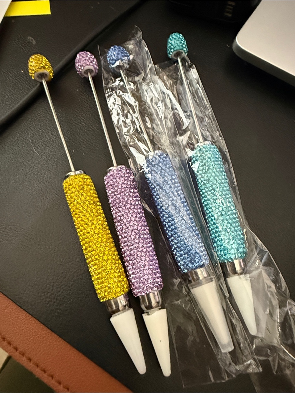 Wax pens -Rhinestone Pen Set - Yellow, Lavender, Light Blue, Aqua